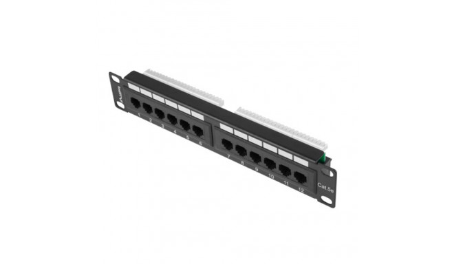 PATCH PANEL 12PORT 1U 10" CAT.5E UTP BLACK LANBERG