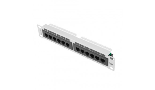 PATCH PANEL 12PORT 1U 10" CAT.6 UTP GREY LANBERG