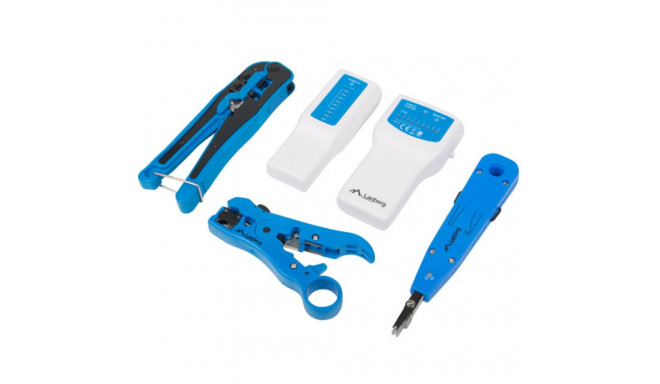 NETWORK TOOLKIT WITH RJ45 RJ11 CABLE TESTER, CRIMPING, STRIPPING AND LSA-INSERTION TOOL LANBERG