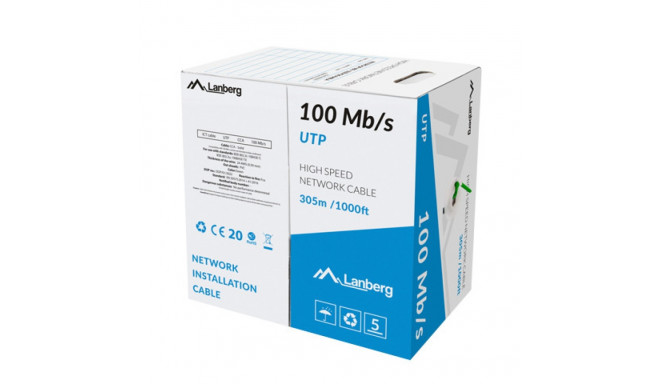 LAN CABLE UTP 305M SOLID CCA GREEN LANBERG