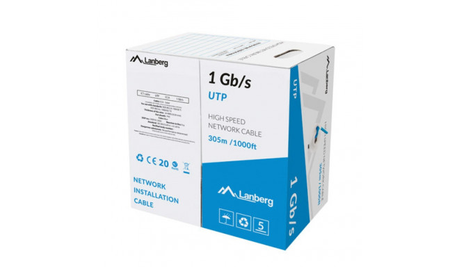 LAN CABLE 1GB/S 305M SOLID CCA BLUE LANBERG