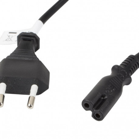CEE 7/16->IEC 320 C7 EURO (RADIO) POWER CORD 3M VDE BLACK LANBERG