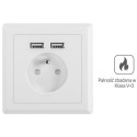 Lanberg wall socket AC 230V + 2xUSB 2.1A, white