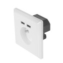 Lanberg wall socket AC 230V + 2xUSB 2.1A, white