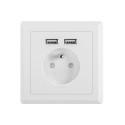 AC WALL SOCKET 230V WITH 2 USB PORT 2.1A, FRENCH SOCKET WHITE LANBERG