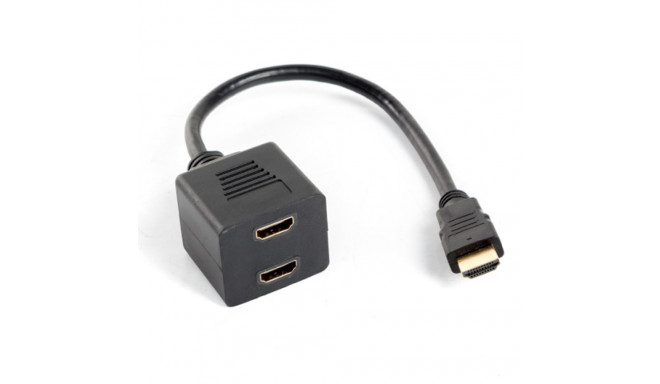 HDMI(M)->2X HDMI(F) ADAPTER CABLE 20CM BLACK SPLITTER LANBERG