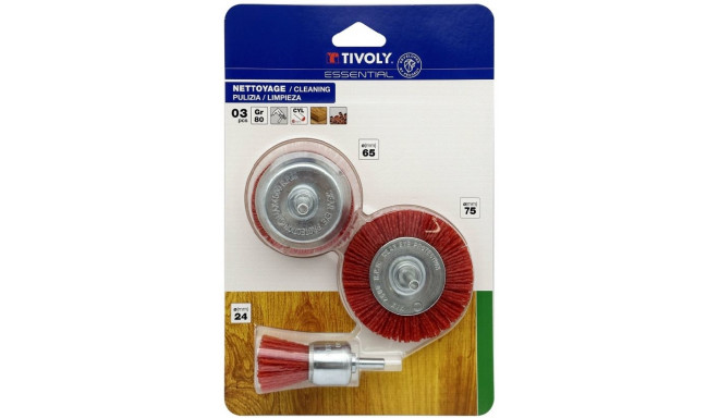 Set of nylon brushes for drill, Grit 80, 6mm shank