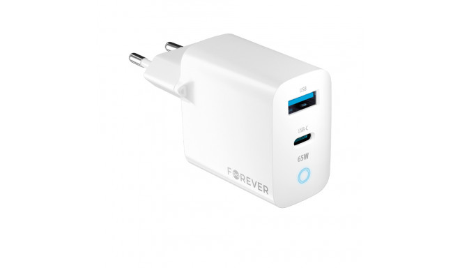 Forever TC-06-65AC GaN PD QC charger 1x USB-C 1x USB 65W white