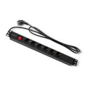 Power strip for RACK 1U 16A, PDU, 6xSCHUKO, 2m