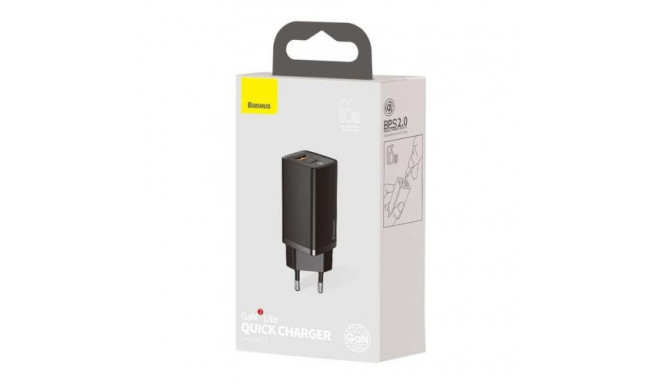 Baseus Travel Charger GaN2 Lite Quick Charger C+U QC 3.0 PD 3.0 65W EU Black (CCGAN2L-B01)