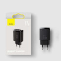 Baseus Travel Charger Compact wall Charger U+U+U, 17W EU black (CCXJ020101)