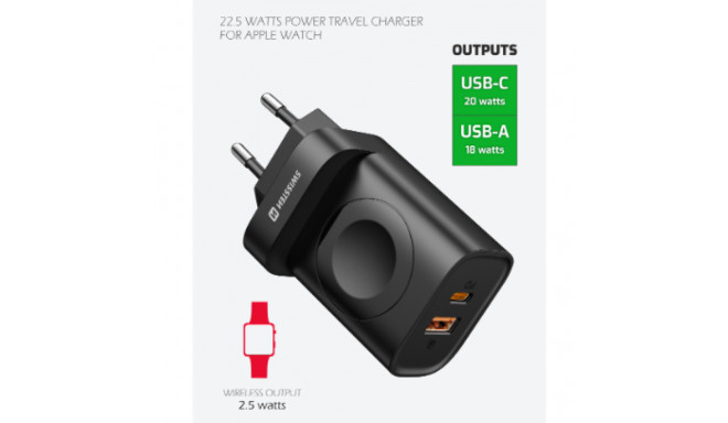 Swissten Travel Charger USB-A / USB-C / iWatch