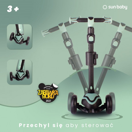 Flash 3-ühes jooksuratas, tõukeratas ja rula LED-ratastega, roheline