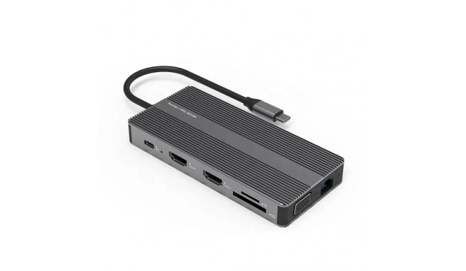 Adapter USB Type-C - 2x HDMI, VGA, LAN, 3x USB Type-A, SD, TF, USB Type-C PD100W, Aux