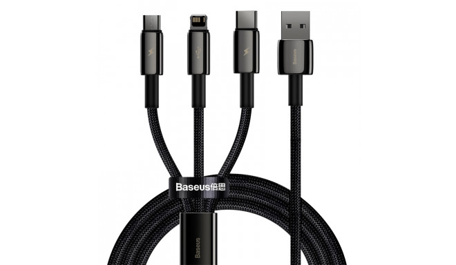 Baseus cable 3in1 Tungsten USB - micro USB + Lightning + USB-C 1,5m 3,5A black