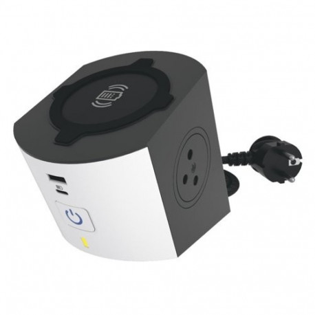 Przedluzacz 2x2P+Z Indukcja USB A/C 2m