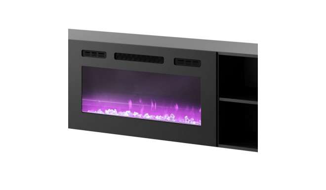 RTV cabinet POLO 200x33x50.5 black + fireplace black