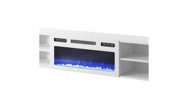 RTV cabinet POLO 180x33x39 white + fireplace white
