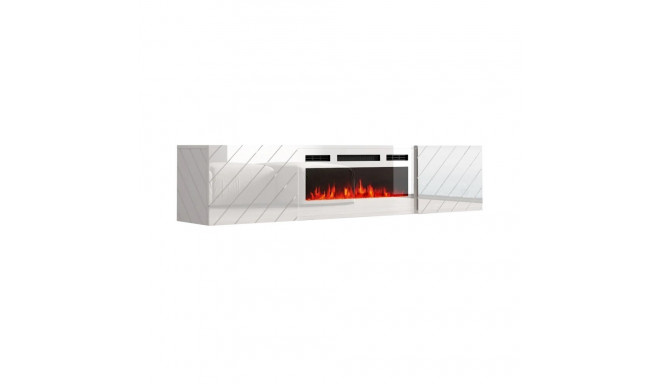 RTV LUXE cabinet 182.6x34.5x37.5 white/gloss white + white mantelpiece