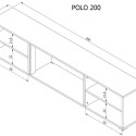 RTV cabinet POLO 180x33x39 white + fireplace white