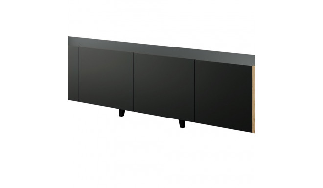 TV cabinet FARO 200x42x52 black matt + oak craft