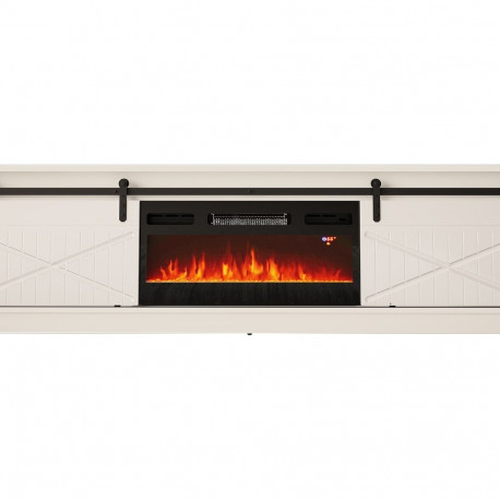 RTV GRANERO + fireplace cabinet 200x56.7x35 white/gloss white