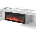 RTV cabinet ROVA with electric fireplace 190x37x48 white/gloss white