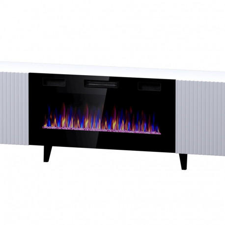 RTV cabinet PAFOS EF with electric fireplace 180x42x49 cm white matt