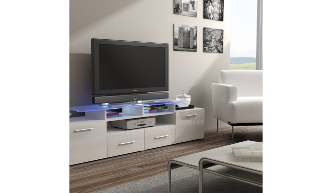 Cama TV alus EVORA 200 valge/valge läikiv