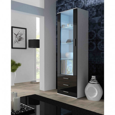 Cama vitriinkapp SOHO S1 valge/must läikiv