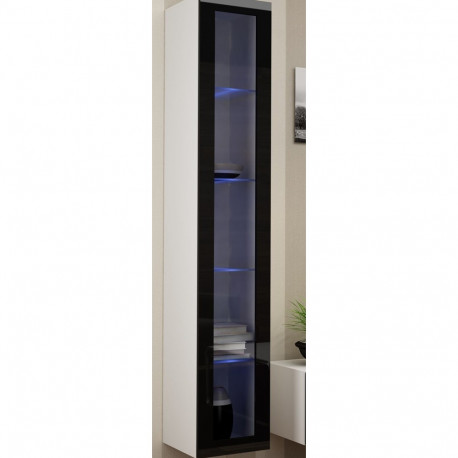 Cama Glass-case VIGO '180' 180/40/30 valge/must läikiv vitriinkapp