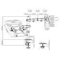 Gembird MA-DA-03 Adjustable desk mount with monitor arm and notebook tray (rotate, tilt, swivel), 17