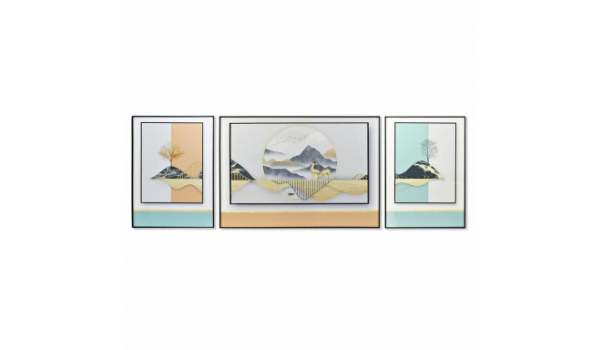 3 maali komplekt DKD Home Decor Alumiinium Puit MDF 200 x 3 x 70 cm (3 Tükid, osad)