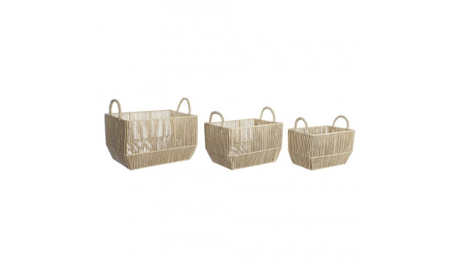 Basket set DKD Home Decor Metal Natural Fibre (40 x 30 x 25 cm)