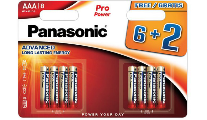 Panasonic Pro Power baterijas LR03PPG/8B (6+2)