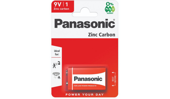 Panasonic patarei 6F22RZ/1B 9V