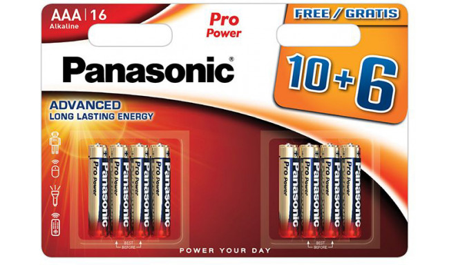 Panasonic Pro Power батарейки LR03PPG/16B 10+6 штук