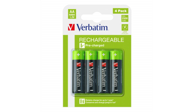 Verbatim Rechargeable Batteries HR6 2500mAh blister x4 49517