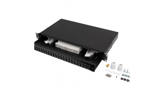 RACKMOUNT 19" 1U FIBER PATCH PANEL LANBERG 24XSC DUPLEX / 24XLC QUAD BLACK + ACCESSORIES