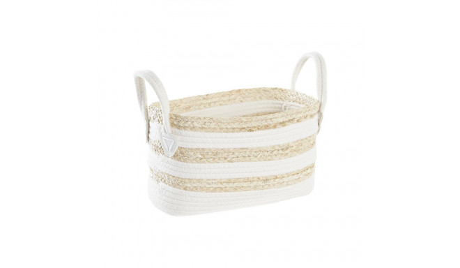 Korv DKD Home Decor Valge Beež Looduslik kiud 33 x 16 x 19 cm