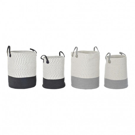 Basket set DKD Home Decor White Grey Light grey (2 Pieces) (2 Units)