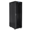 Installation cabinet rack 19 42U 800x1000 black, glass door lcd (Flat pack)