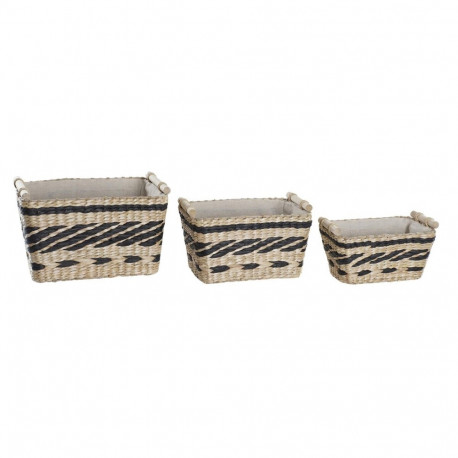 Basket set DKD Home Decor Polyester Colonial Fibre (38 x 26 x 24 cm)