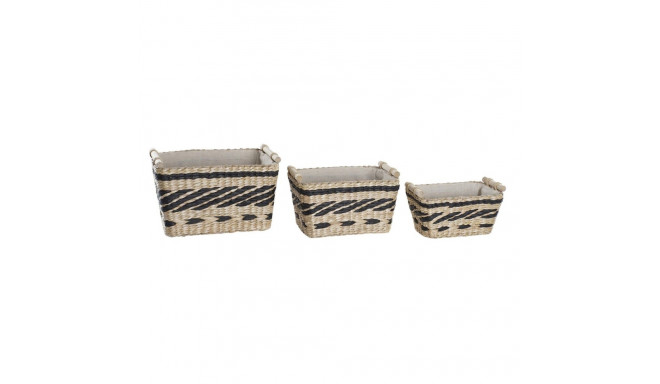 Basket set DKD Home Decor Polyester Colonial Fibre (38 x 26 x 24 cm)