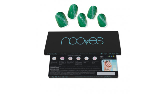 NOOVES LÁMINAS DE UÑAS DE GEL jade glass premium glam #cat eye verde 20 u