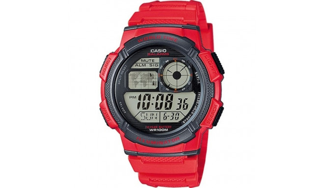 Meeste Kell Casio WORLD TIME ILLUMINATOR Punane (Ø 43 mm)
