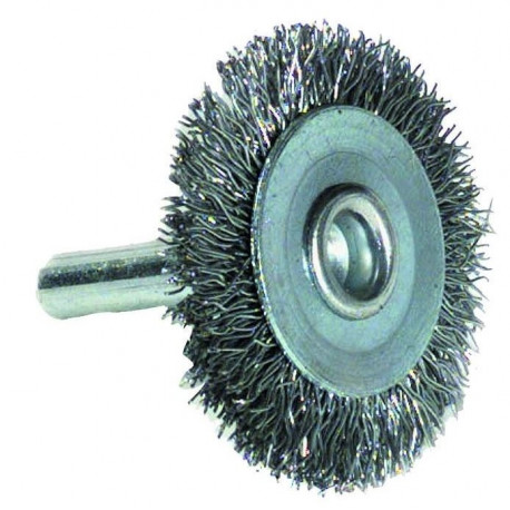 Wheel brush for drill, Ø38mm, crimped steel wire 0.35mm, shank 6mm (12pcs)