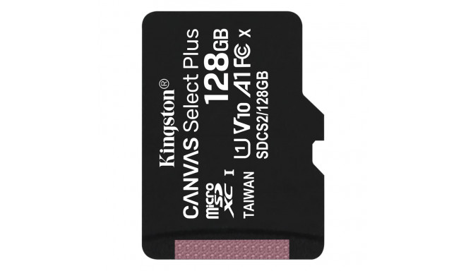 Kingston memory card microSDXC 128GB Canvas Select Plus C10 UHS-I 100MB/s