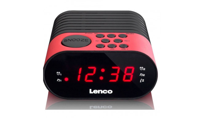 FM alarm clock radio with sleep timer and double alarm function Lenco, pink