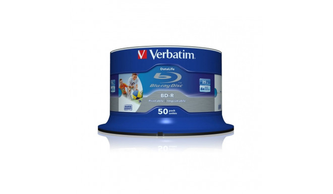 VERBATIM BD-R BLU-RAY 25GB 6X PRINTABLE CAKE*50 43812